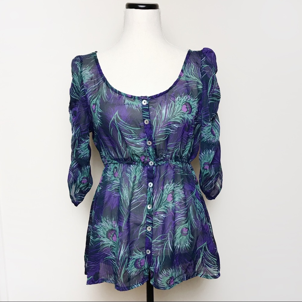 Ali & Kris Sheer Floral Button Up Top